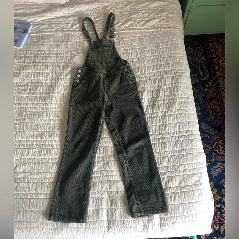 Rhythm Dark Green Denim Overalls with Adjustable Straps